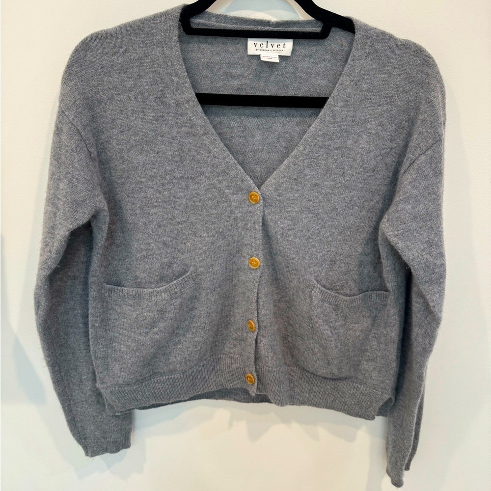 Velvet by Graham and Spencer gray cardigan size xs